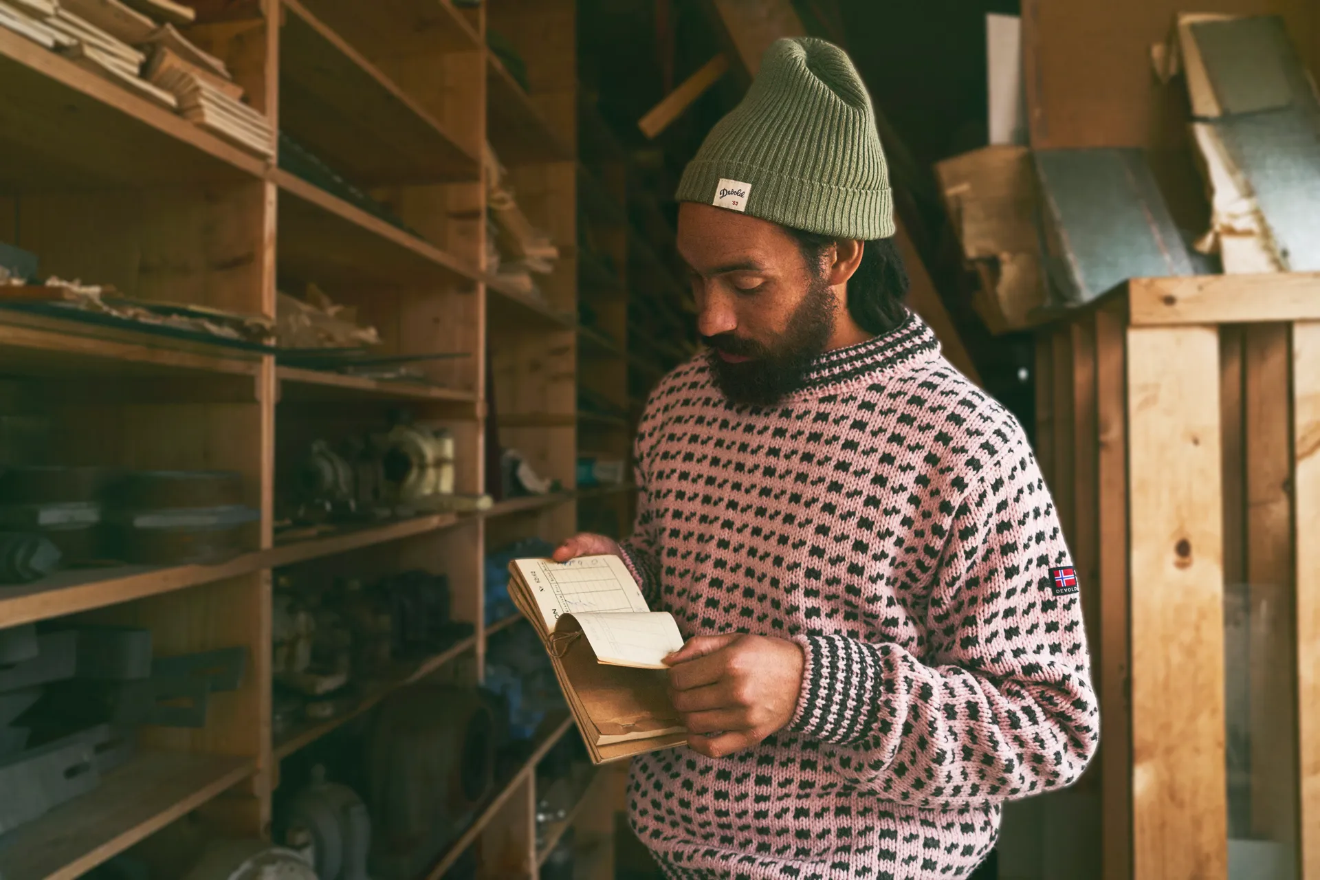 Devolds eco-friend Swan Ecolabel certified merino wool in action, as a sweater.