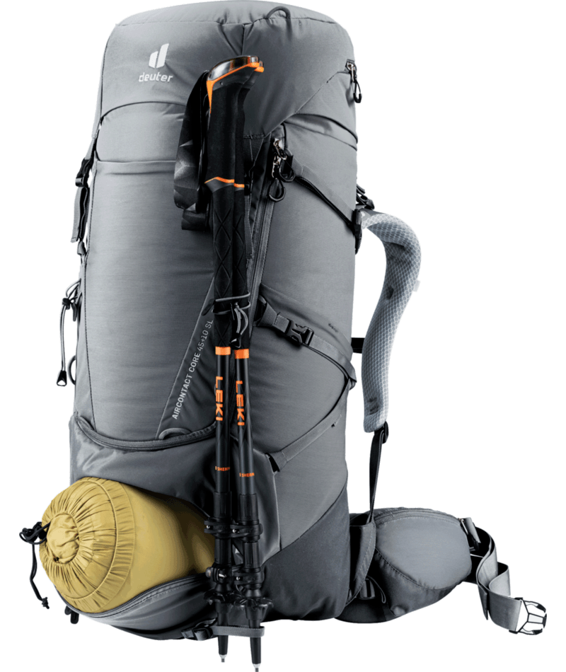deuter 45 10 backpack Aircontact Core 45+10 SL - Women's comfort trekking The ergonomically shaped hip belt perfectly distributes the weight Deuter Aircontact Core 45 +